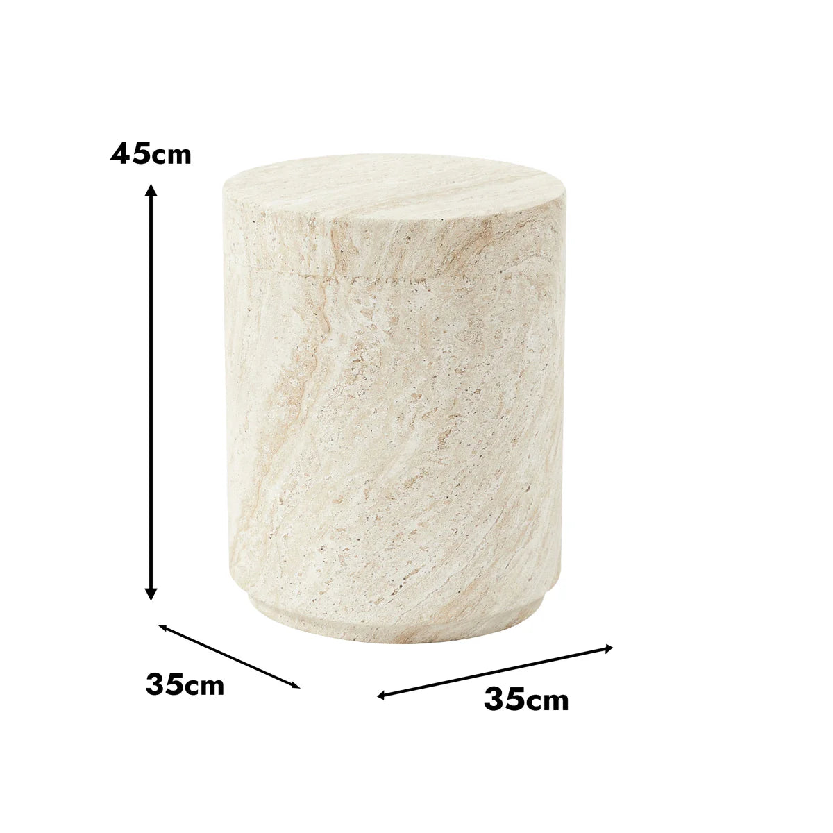 Pisa Tall Travertine look Side Table