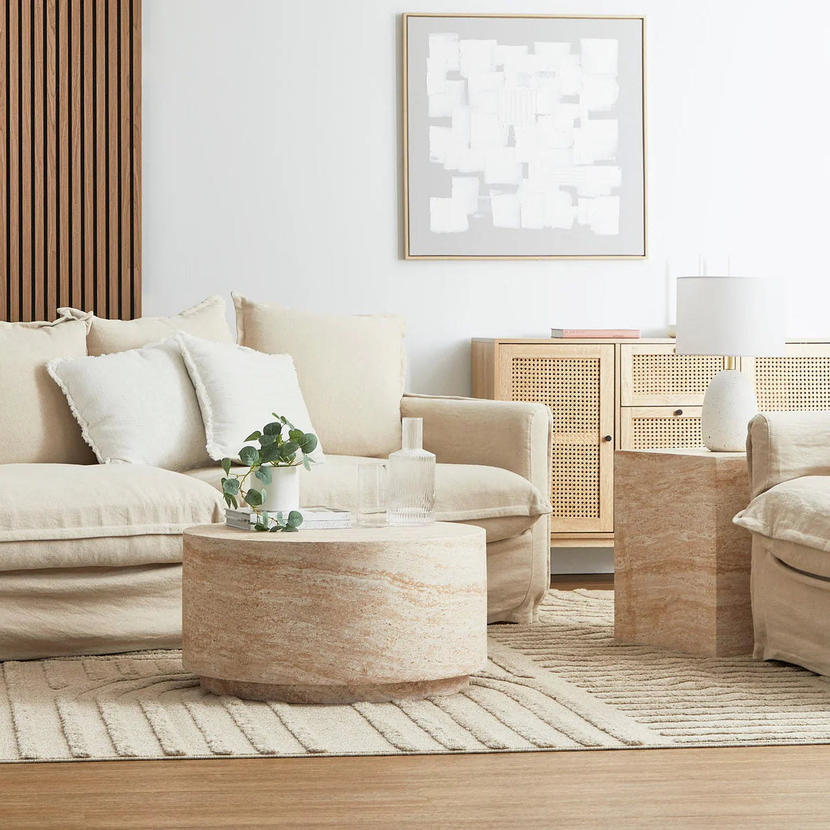 Pisa Round Travertine look Coffee Table - Indoor & Outdoor Table
