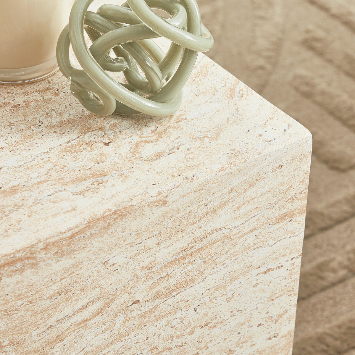 Desser Pisa Square Travertine Look Side Table alternate view