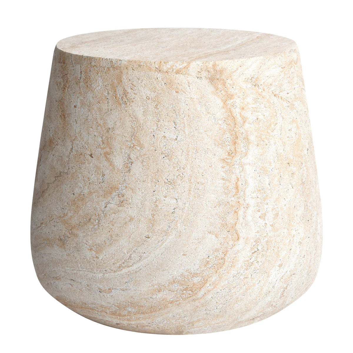 Pisa Round Tapered Travertine look Side Table - Indoor & Outdoor Table