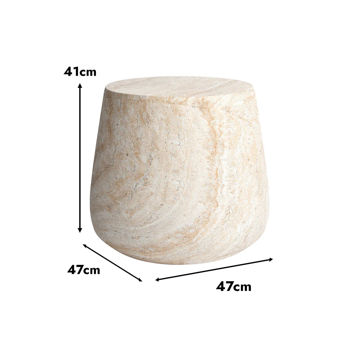 Pisa Round Tapered Travertine look Side Table - Indoor & Outdoor Table