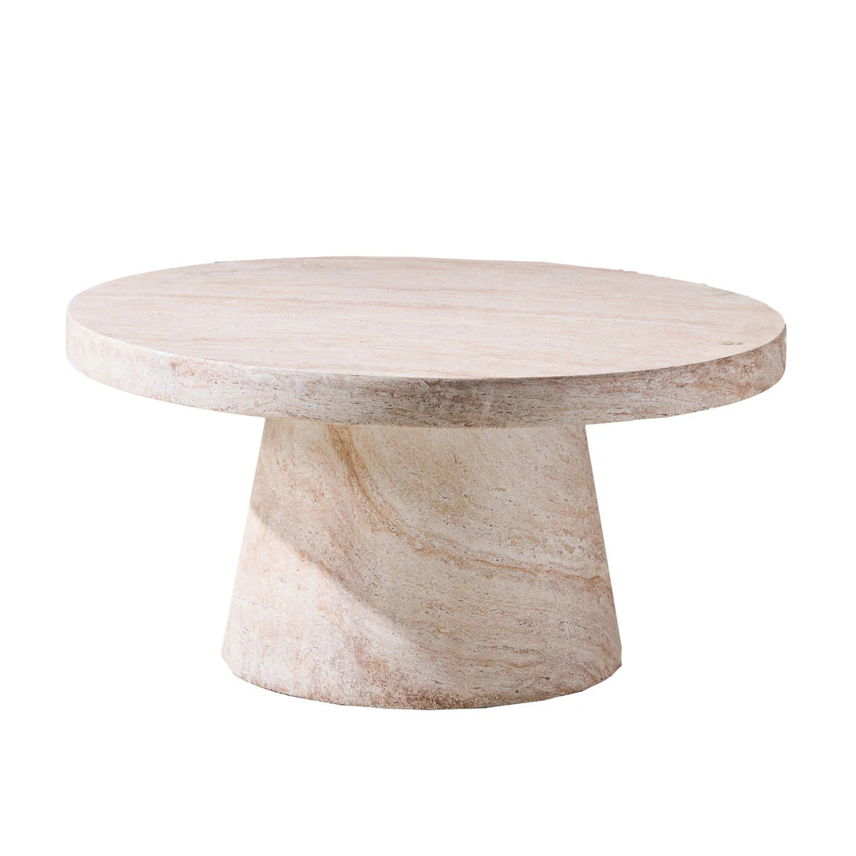 Pisa Pedestal Travertine look Coffee Table - Indoor & Outdoor Table