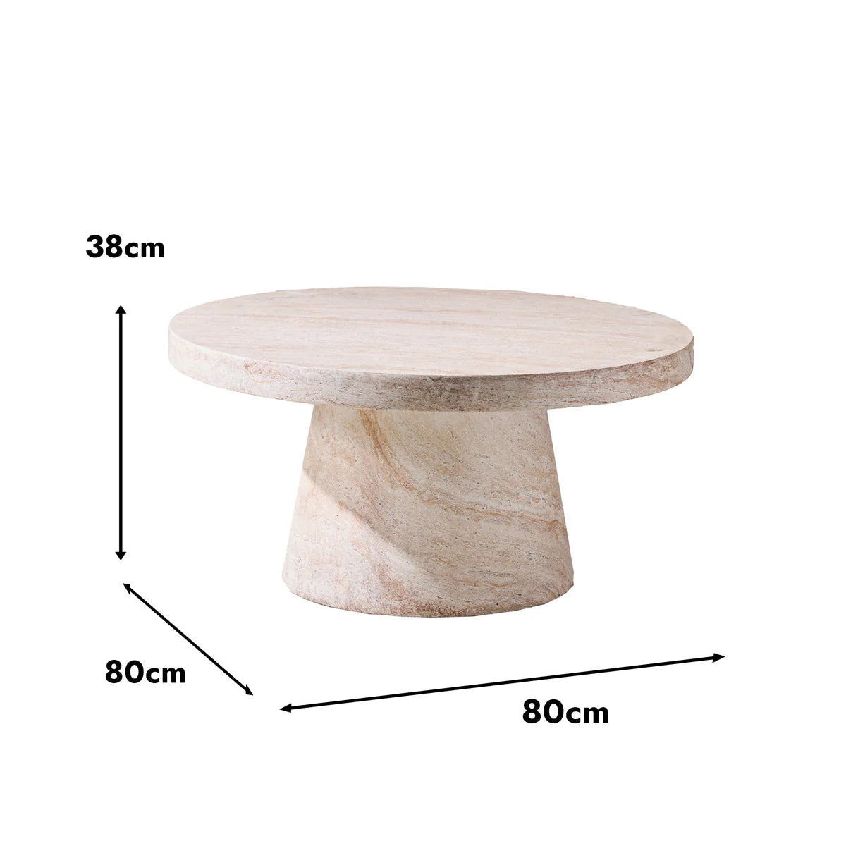 Pisa Pedestal Travertine look Coffee Table - Indoor & Outdoor Table