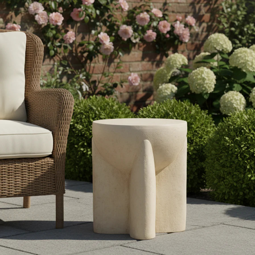 Naples Concrete Look Round Side Table - Indoor & Outdoor Table