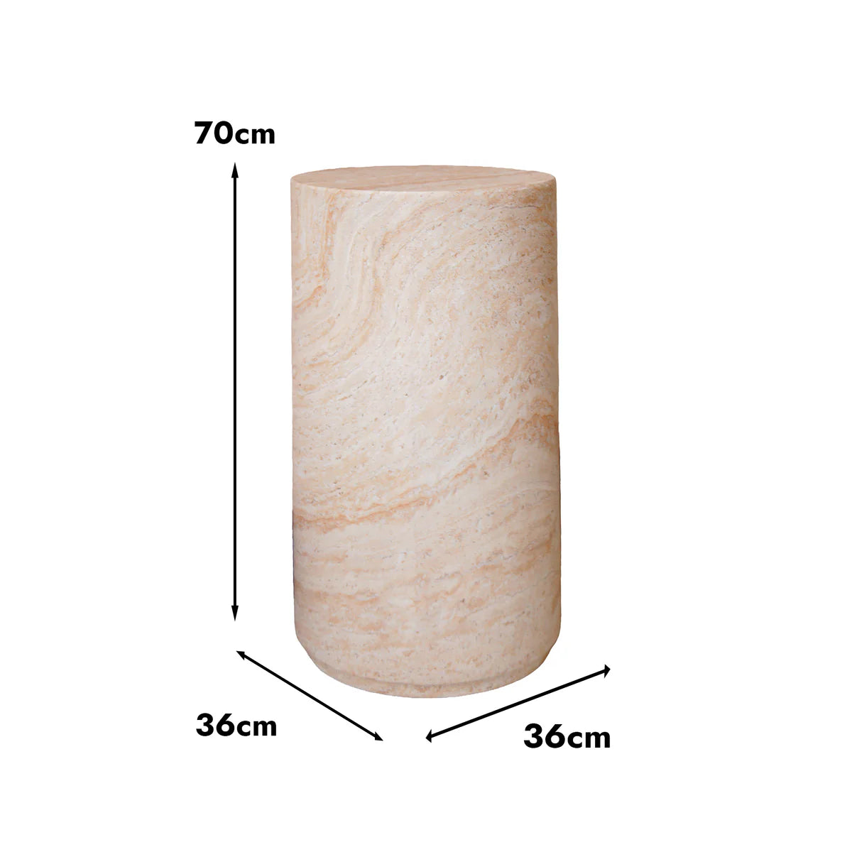 Pisa Pillar Travertine Look Side Table - Indoor & Outdoor Table