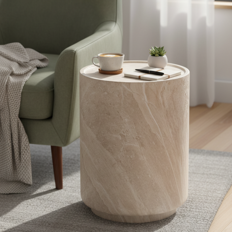 Desser Verona Marble Look Side Table lifestyle view