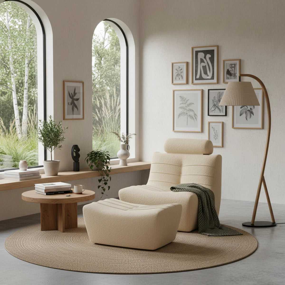 Cream Boucle Chair - UK Crafted