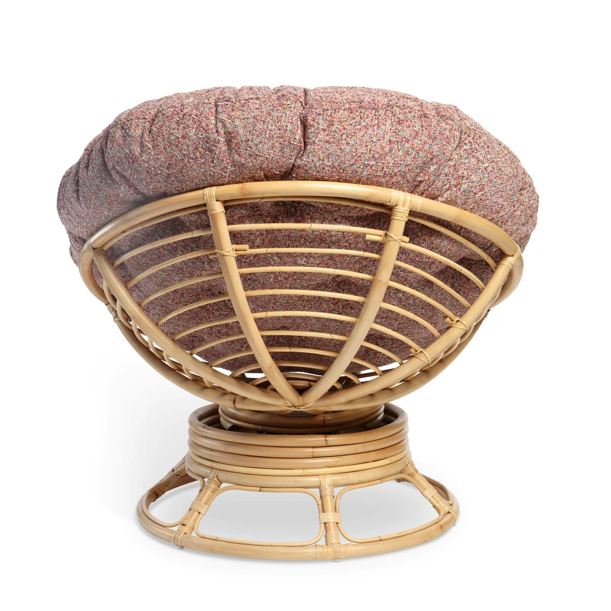 Natural Rattan Swivel Rocking Papasan Chair with Handmade Cushion