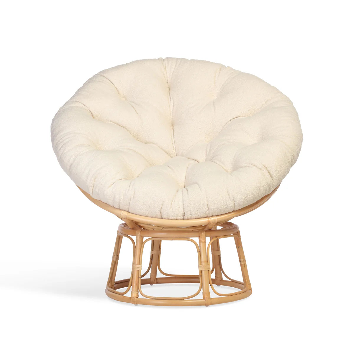 Natural Rattan Papasan Chair with Handmade Cushion
