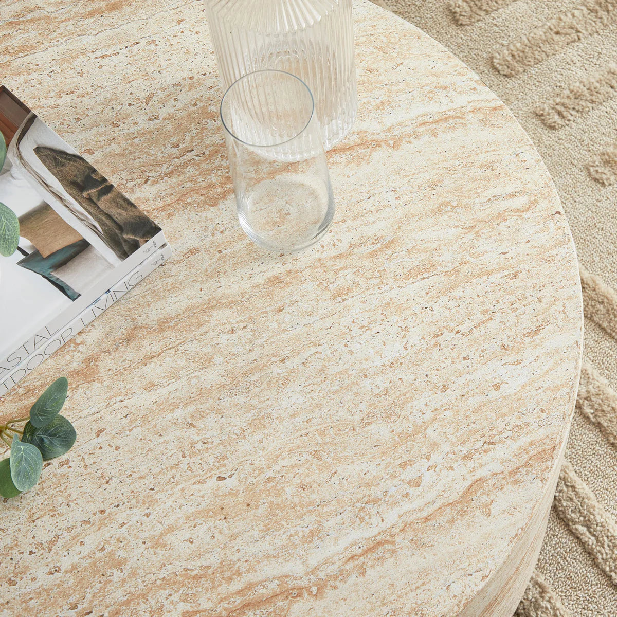 Pisa Round Travertine look Coffee Table - Indoor & Outdoor Table