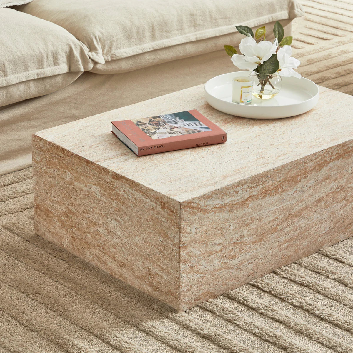 Pisa Rectangle Travertine look Coffee Table - Indoor & Outdoor Table