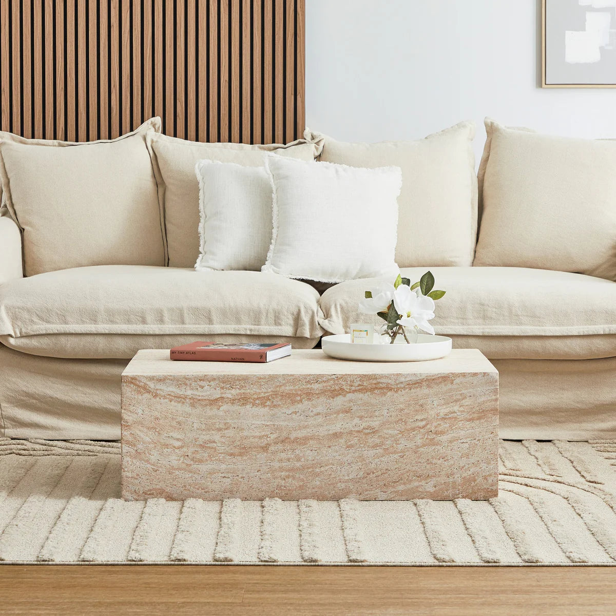 Pisa Rectangle Travertine look Coffee Table - Indoor & Outdoor Table