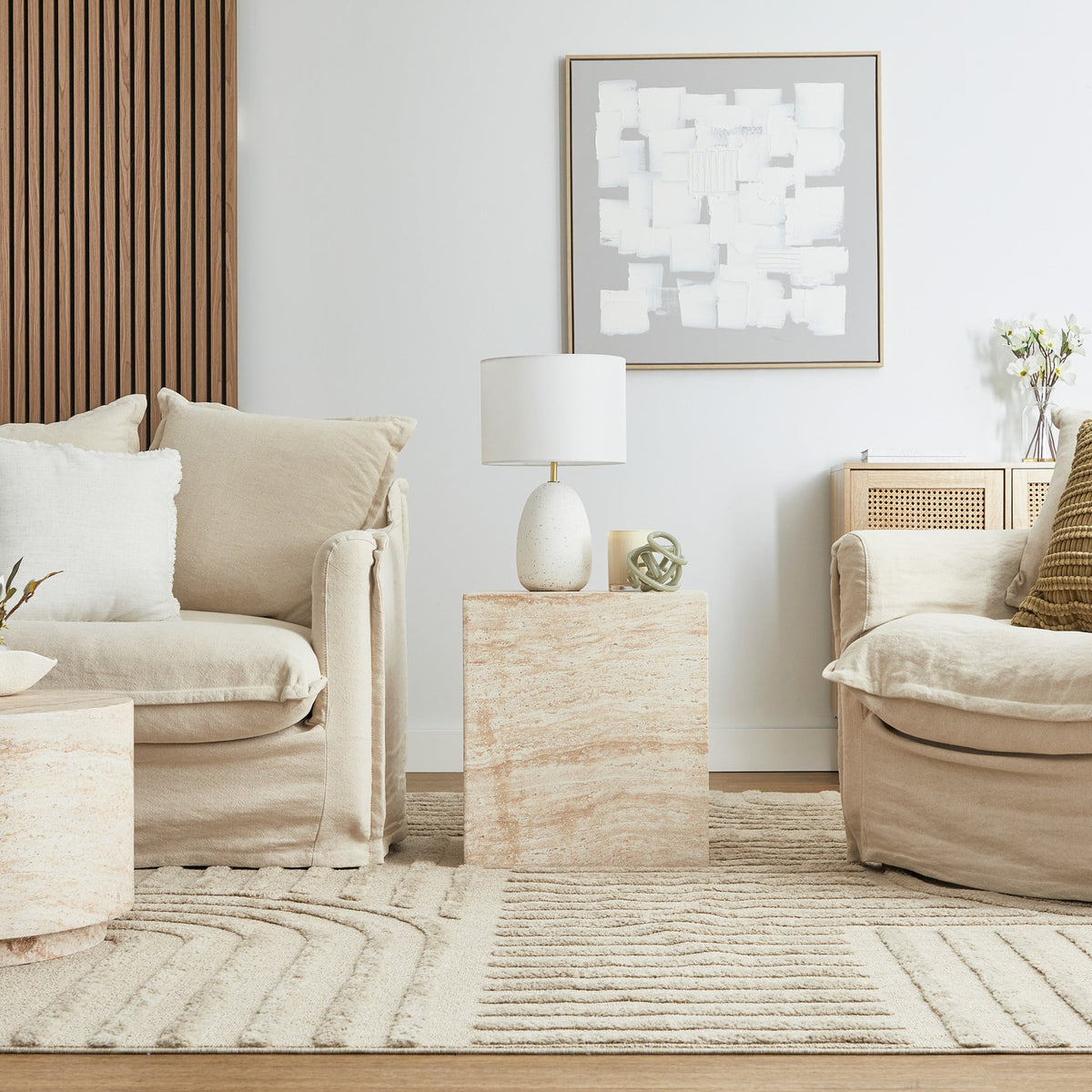Desser Pisa Square Travertine Look Side Table alternate view