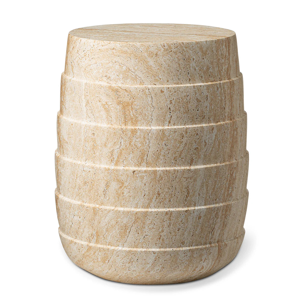 Pisa Round Rippled Travertine look Side Table - Indoor & Outdoor Table