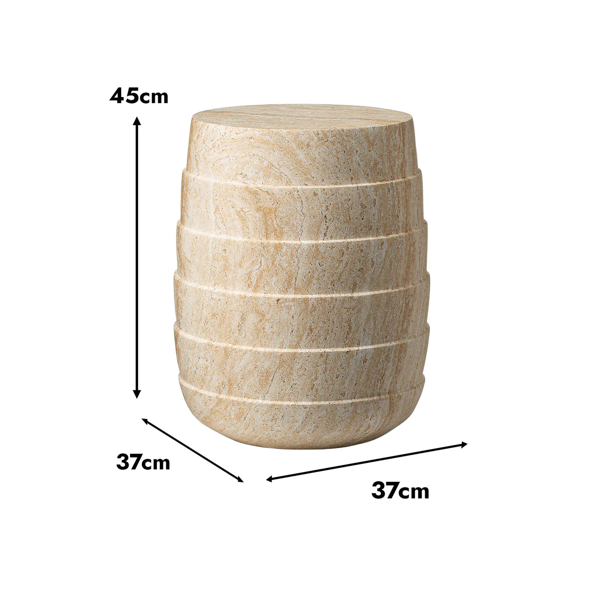 Pisa Round Rippled Travertine look Side Table - Indoor & Outdoor Table
