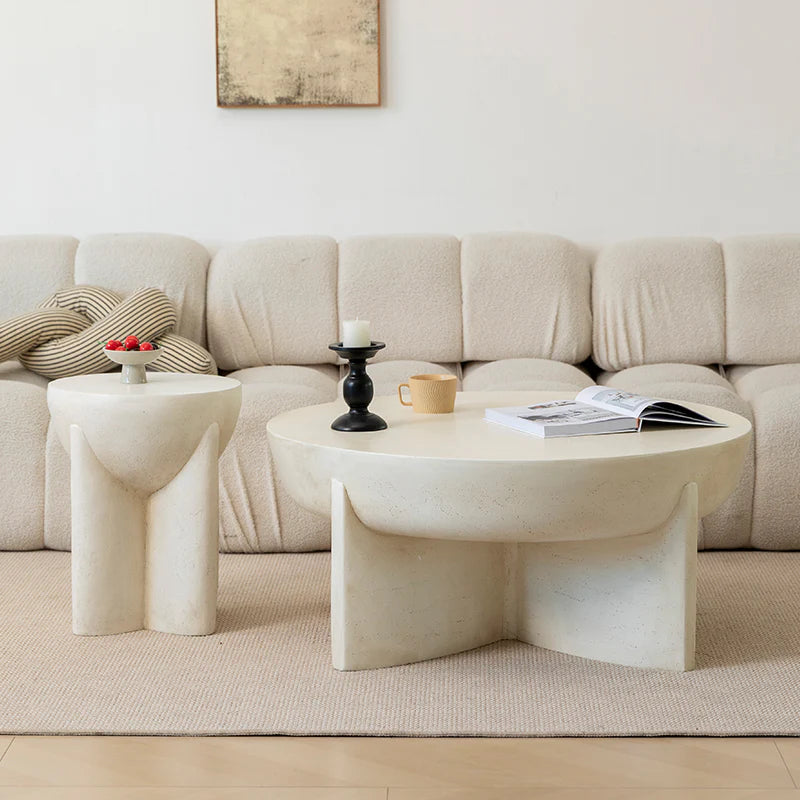 Naples Concrete Look Round Coffee Table - Indoor & Outdoor Table