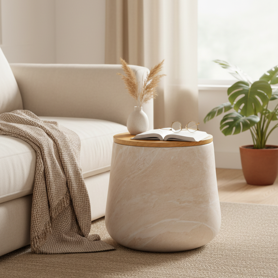 Desser Verona Oval Marble Look Side Table lifestyle view