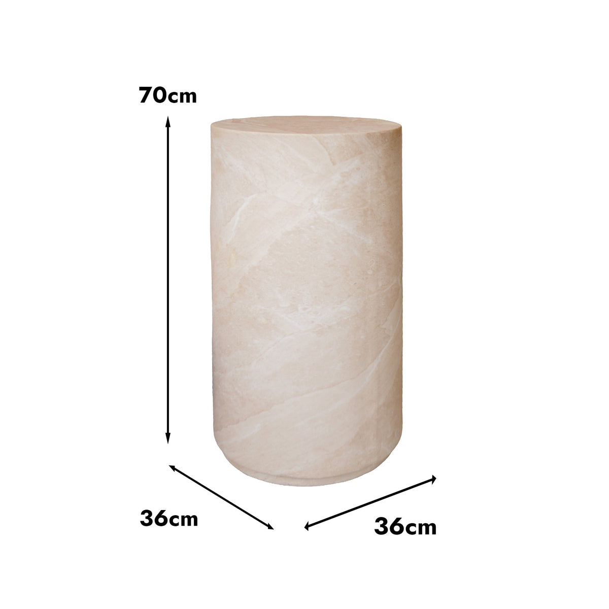 Desser Verona Pillar Marble Look Side Table dimensions