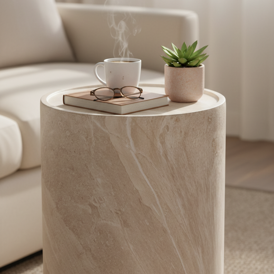 Desser Verona Marble Look Side Table lifestyle view