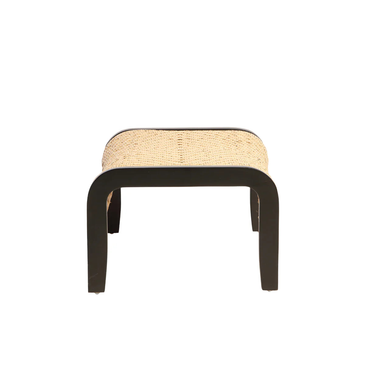Harmony Wicker Footstool with Black Legs