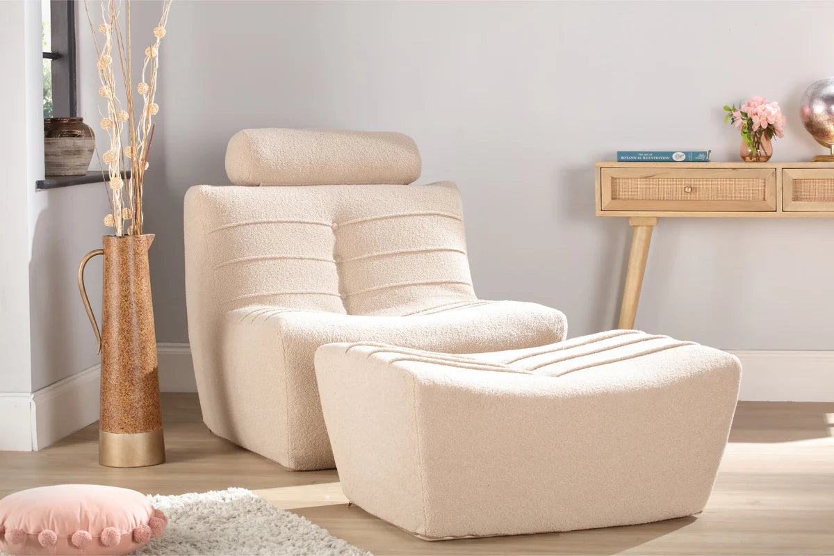 Cosy Cream Boucle Footstool