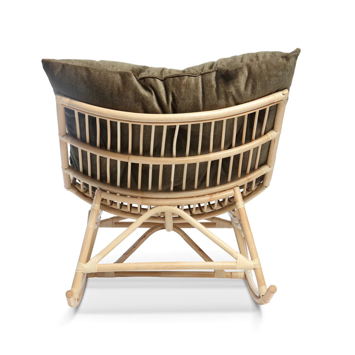 Natural Rattan Papasan Rocking Chair - Square Shape Handmade Cushion