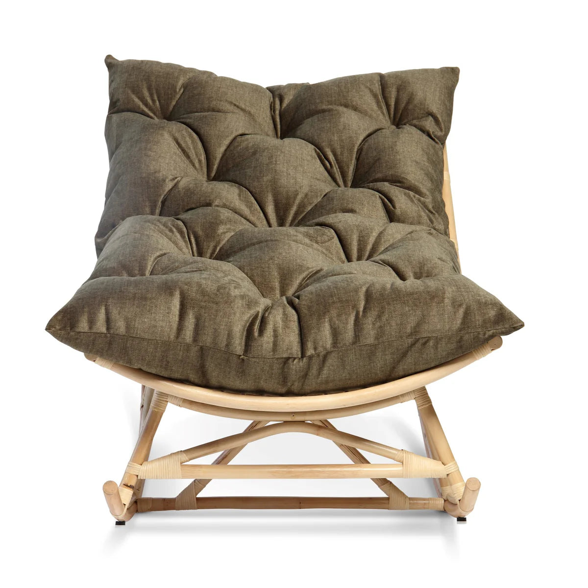 Natural Rattan Papasan Rocking Chair - Square Shape Handmade Cushion