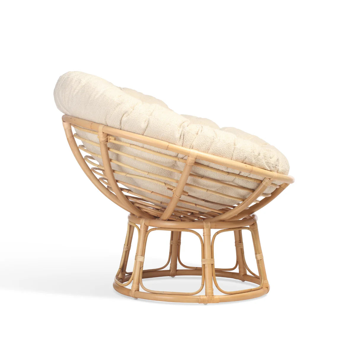 Natural Rattan Papasan Chair with Handmade Cushion
